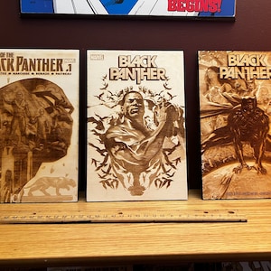 Black Panther Laser engraved wood comic book cover art