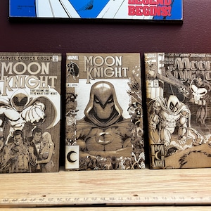 Moon Knight Laser engraved comic book cover art