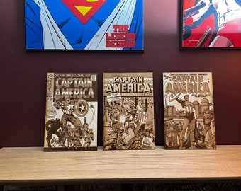 Captain America Laser engraved comic book cover set 3