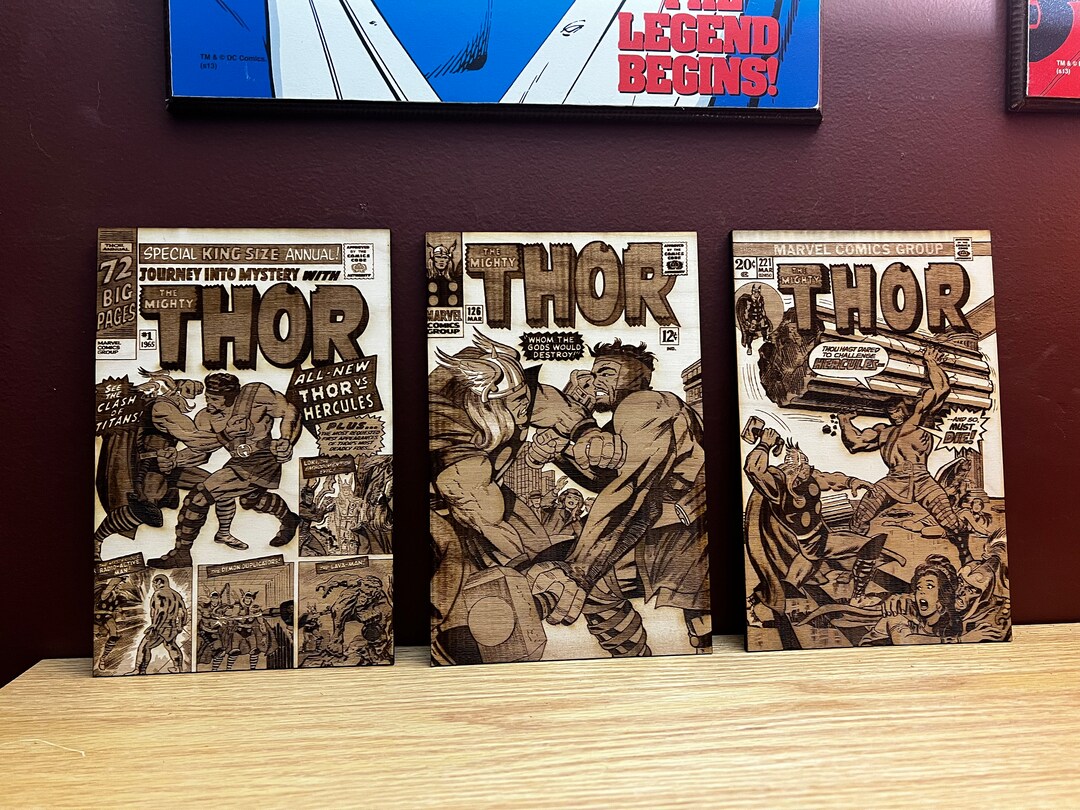 Thor Laser Engraved Comic Book Covers Etsy