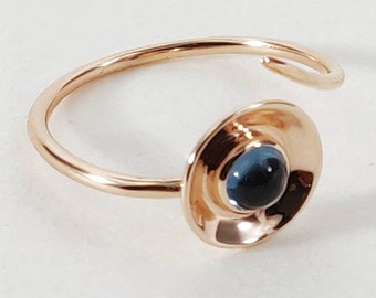 14K Gold London Blue Topaz Ring, Solid 14K Rose Gold Blue Topaz Ring, December Birthstone, London Blue Topaz Jewelry, Christmas Gift