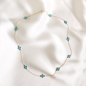 Natural Turquoise Necklace, 14K Solid Gold Chain Necklace, December Birthstone Necklace, Dainty Turquoise Bezel Necklace, Turquoise Jewelry
