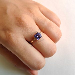 Natural Tanzanite & Diamond Ring, 14K Solid Yellow Gold Tanzanite and Diamond Ring, December Birthstone Ring, Dainty Ring, Engagement Ring