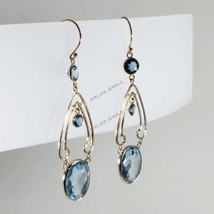 Natürliche Blautopas Ohrringe, 14K Solid Gelbgold Blautopas Ohrringe, Dezember Birthstone Ohrring, Jubiläumsgeschenk, Blautopas Schmuck