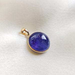 Natural Tanzanite Pendant, 14K Solid Yellow Gold Tanzanite Pendant, December Birthstone, Bezel Pendant, Tanzanite Jewelry, Christmas Present