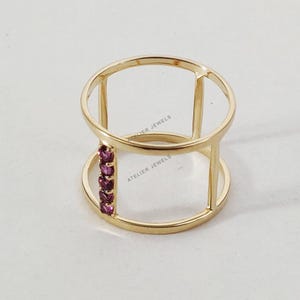Natural Rhodolite Garnet Ring, 14K Solid Yellow Gold Ring, January Birthstone Ring, Dainty Garnet Ring, Christmas Present