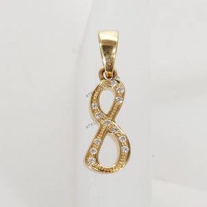 14k Solid Gold Charm Pendant, 8 Number Charm Diamond Pendant Necklace, Solid Gold Diamond Pendant, Numerical Pendant No 8, Birthday Gift