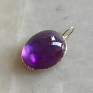 Natural Purple Amethyst Pendant, 14K Solid Gold Amethyst Pendant, Yellow Gold Necklace Pendant, February Birthstone, Birthday Present