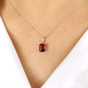 Natural Garnet Pendant, 14K Solid Yellow Gold Garnet Pendant, January Birthstone Pendant, Dainty Garnet Gold Pendant, Anniversary Present