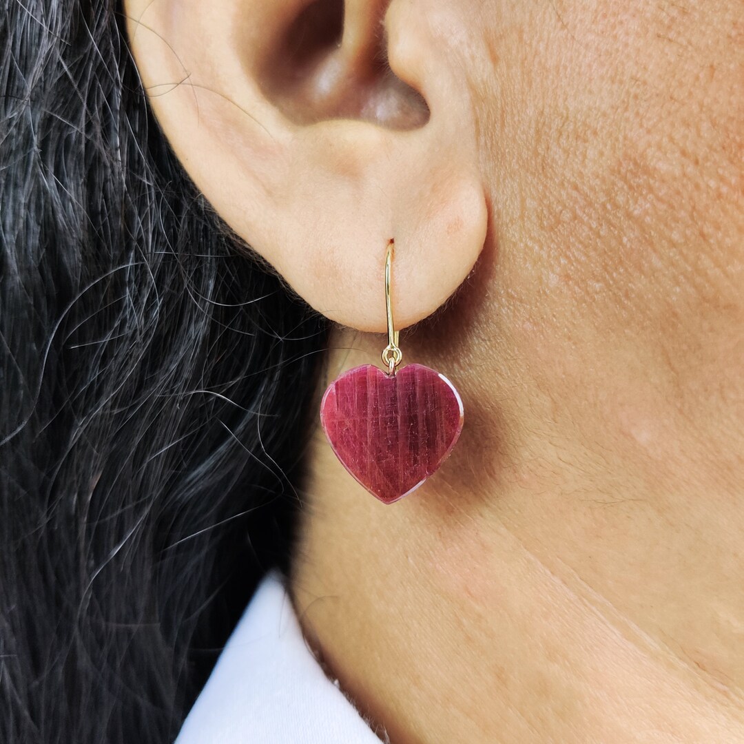 The Mini Heart Earrings - Ruby