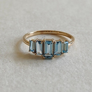 Natural Sky Blue Topaz Ring, 14K Solid Yellow Gold Blue Topaz Ring, December Birthstone Ring, Sky Blue Topaz Jewelry, Anniversary Present