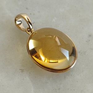 Natural Citrine Pendant, 14K Solid Yellow Gold Citrine Pendant, Bezel Pendant, November Birthstone, Christmas Gift, Citrine Jewelry