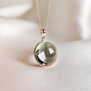 Natural Green Amethyst Pendant, 14K Solid Yellow Gold Amethyst Pendant, February Birthstone, Bezel Pendant, Amethyst Jewelry, Christmas Gift