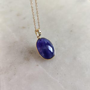 Natural Tanzanite Pendant, 14K Solid Yellow Gold Tanzanite Pendant, December Birthstone, Bezel Pendant, Tanzanite Jewelry, Christmas Present