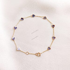 Natural Tanzanite Bracelet, 14K Solid Gold Tanzanite Bracelet, Dainty Tanzanite Bracelet, December Birthstone Bracelet, Christmas Present