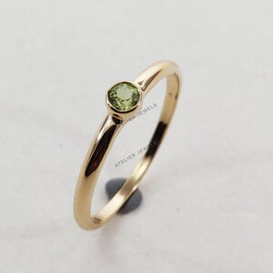 Natural Peridot Ring, 14K Solid Yellow Gold Peridot Ring, Stackable Gemstone Ring, Dainty Peridot Ring, August Birthstone, Christmas Present