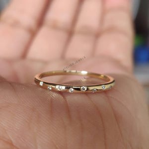 14K Gold Diamond Ring, Alternative Engagement Ring, Diamonds Solid 14K Yellow Gold Ring, Wedding Gift, Valentine Gift, Diamond Jewelry