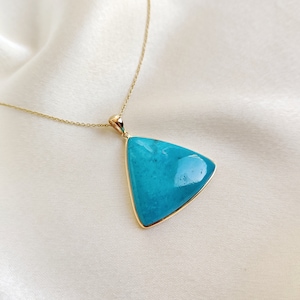 Natural Arizona Turquoise Pendant, 14K Solid Yellow Gold Turquoise Pendant, December Birthstone, Sleeping Beauty Turquoise Jewelry