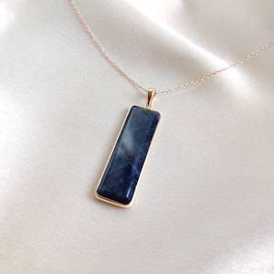 Natural Blue Sapphire Pendant, 14K Solid Yellow Gold Blue Sapphire Pendant, September Birthstone, Christmas Gift, Blue Sapphire Jewelry