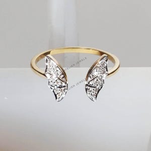 Diamond Ring,14K Gold Fine Diamond Ring, Bridesmaids&#39; Alternative Engagement Ring, Diamond Solid 14K Yellow Gold Ring, Diamond Jewelry