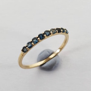 Natural London Blue Topaz Ring, 14K Solid Yellow Gold Ring, London Blue Topaz Ring, December Birthstone, Half Eternity Ring