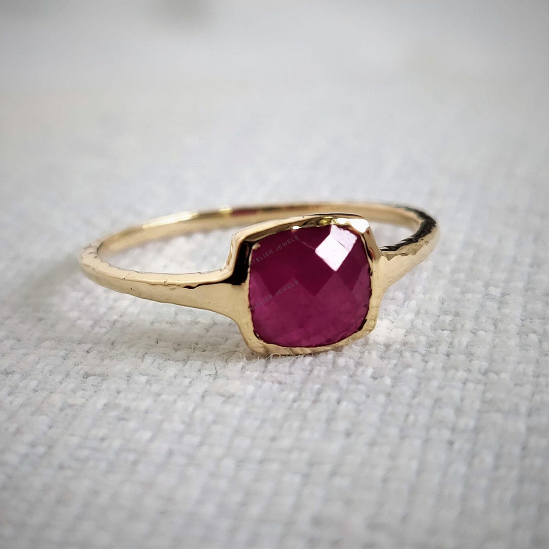 gold ruby ring stackable gold ring july ring natural... Natural Ruby Ring, 14K Solid Yellow Gold, July Birthstone - Etsy