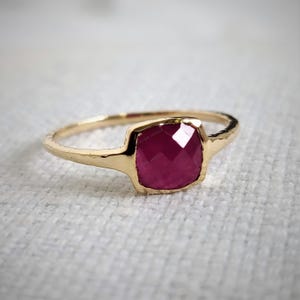 Natural Ruby Ring, 14K Solid Yellow Gold, July Birthstone