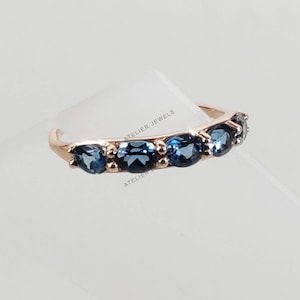 Natural London Blue Topaz Ring, 14K Solid Yellow Gold Blue Topaz Ring, December Birthstone, Christmas Gift, Topaz Jewelry, Anniversary Gift
