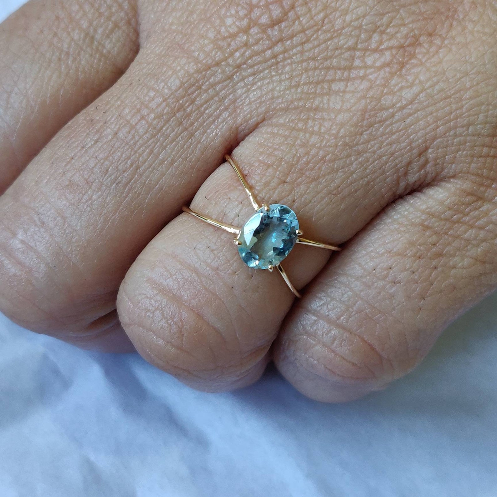 14K Gold Natural Aquamarine Ring 14K Solid Yellow Gold Ring - Etsy