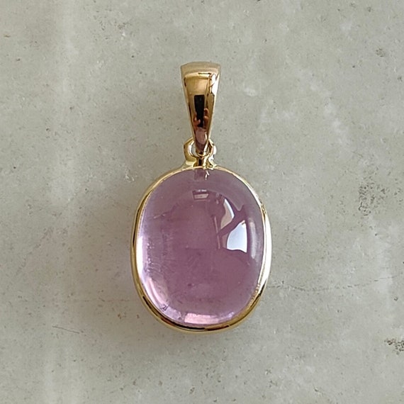 Natural Kunzite Pendant 14K Solid Gold Pink Kunzite Pendant