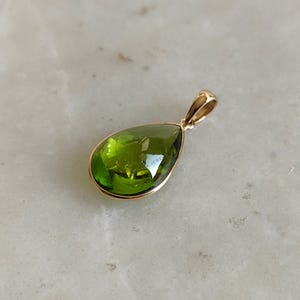 Natural Peridot Pendant, 14K Solid Yellow Gold Peridot Pendant, August Birthstone Pendant, Christmas Gift, Natural Peridot Jewelry