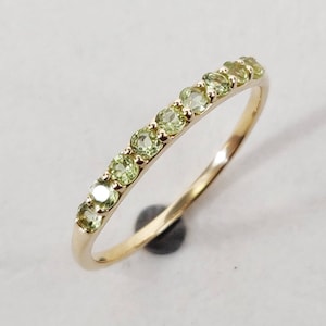 14K Gold Natural Peridot Half Eternity Ring, 14K Solid Yellow Gold Ring, Peridot Engagement Ring, August Birthstone, Eternity Band