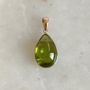 Natural Peridot Pendant, 14K Solid Yellow Gold Peridot Pendant, August Birthstone Pendant, Bezel Pendant, Christmas Gift, Peridot Jewelry