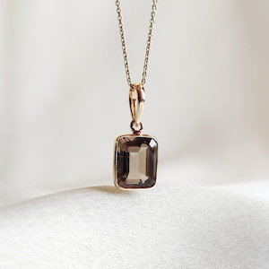 Natural Smoky Quartz Pendant, 14K Solid Yellow Gold Smoky Quartz Pendant, June Birthstone Pendant, Natural Quartz Jewelry, Christmas Present