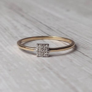 Natural Gold Diamond Ring, 14K Solid Yellow Gold Diamond Ring, April Birthstone Ring, Diamond Ring, Christmas Ring, Diamond Jewelry