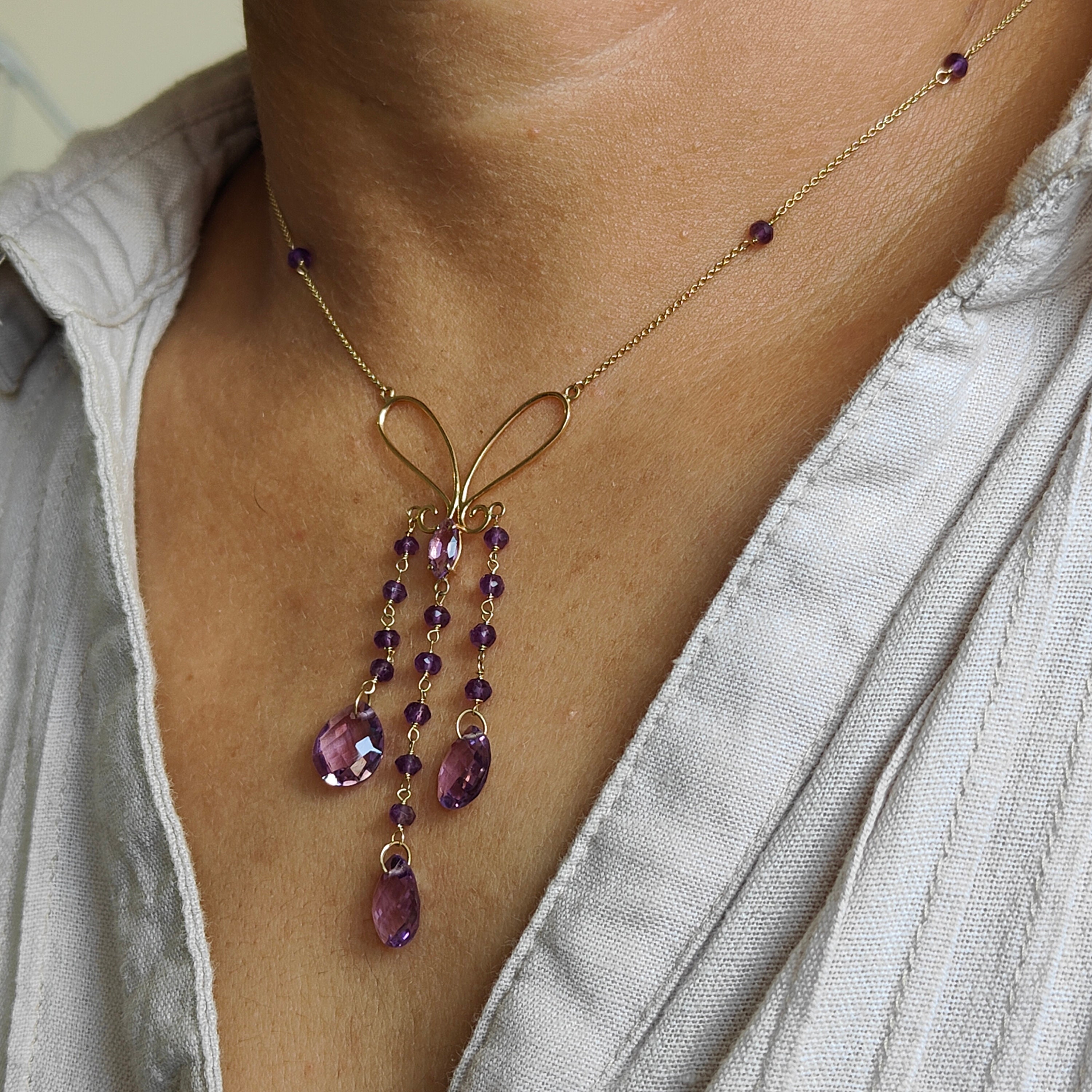 Natural Purple Amethyst Pendant 14K Solid Gold Amethyst Etsy UK