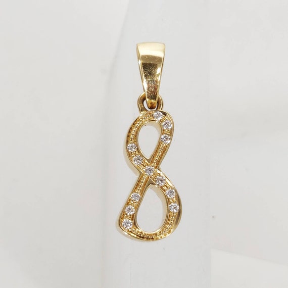 14k Solid Gold Charm Pendant 8 Number Charm Diamond Pendant