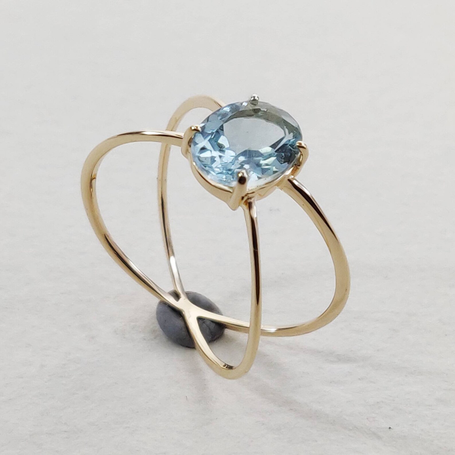 14K Gold Natural Aquamarine Ring 14K Solid Yellow Gold Ring - Etsy