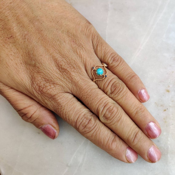 Levian Turquoise Diamond & Sapphire Ring 14K