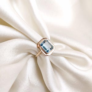 Natural Sky Blue Topaz Ring, 14K Solid Yellow Gold Ring, December Birthstone Ring, Blue Topaz Jewelry, Dainty Topaz Ring, Anniversary Gift
