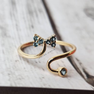 14K Gold London Blue Topaz Ring, Alternative Engagement Ring, Natural London Blue Topaz Solid 14K Yellow Gold Ring, December Birthstone