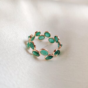 Natural Emerald Ring, 14K Solid Gold Emerald Ring, Natural Emerald Jewelry, May Birthstone Ring, Dainty Emerald Bezel Ring, Stackable Ring