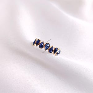 天然ブルーサファイア＆ダイヤモンドリング、14Kソリッドイエローゴールドブルーサファイアリング、9月の誕生石リング、ベゼルリング、クリスマスプレゼント