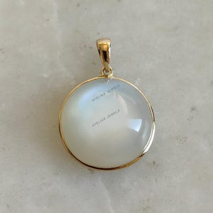 Natürlicher weißer Mondstein Anhänger, 14K Gelbgold Weiß Mondstein Anhänger, Juni Geburtsstein, Mondstein Schmuck, Weihnachtsgeschenk