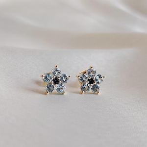 Natürliche Blautopas Ohrstecker, 14K Solid Gelbgold Topas Ohrringe, Himmel Blau Topas Ohrstecker, London Blautopas Ohrstecker, Dezember Geburtsstein