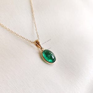 Natural Emerald Pendant, 14K Solid Yellow Gold Emerald Pendant, May Birthstone Pendant, Bezel Pendant, Birthday Present, Emerald Jewelry