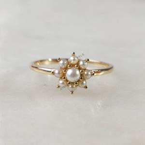 Natural Pearl Ring, 14K Solid Yellow Gold Pearl Ring, Alternative Engagement Ring, June Birthstone, Anniversary Gift, Pearl Jewelry