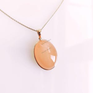 Natürlicher Pfirsich Mondstein Anhänger, 14K Gelbgold Mondstein Anhänger, Juni Geburtsstein, Lünette Anhänger, Mondstein Schmuck, Valentinstag