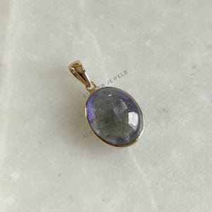 Natural Bi-color Tanzanite Pendant, 14K Solid Yellow Gold Tanzanite Pendant, Tanzanite Jewelry, December Birthstone, Christmas Gift