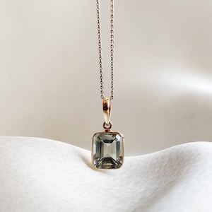 Natural Green Amethyst Pendant, 14K Solid Yellow Gold Green Amethyst Pendant, February Birthstone, Amethyst Jewelry, Valentine&#39;s Day Gift